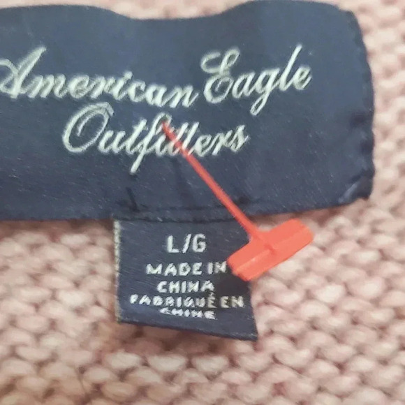 American Eagle Sweater Fair Isle Crew Neck wool blend Purple Orange Pinks Size L - Picture 11 of 13